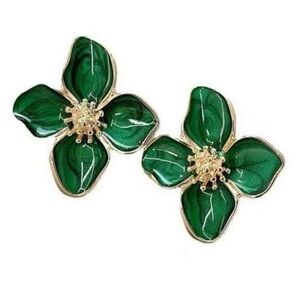 Green Floral Earrings